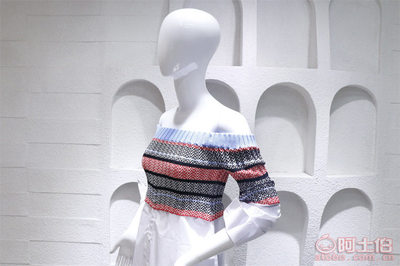 【2017明星同款時(shí)尚氣質(zhì)露肩一字領(lǐng)撞色條紋針織拼接襯衫裙】深圳市寶安區(qū)沙井艾美妮安服飾廠 - 產(chǎn)品庫(kù)